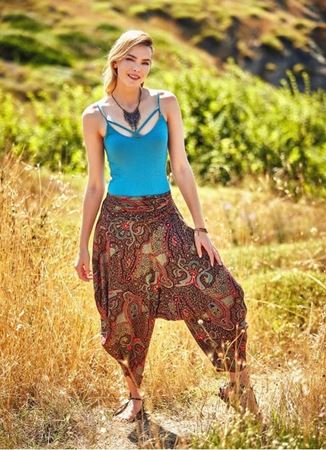 Drape Bel Dökümlü Kahve Şalvar Pantolon