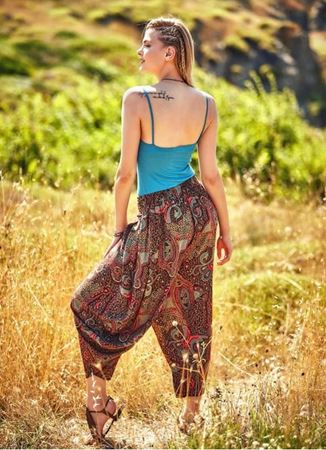 Drape Bel Dökümlü Kahve Şalvar Pantolon