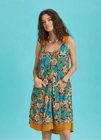 Önü Cepli Kolsuz Etnik Desenli Yazlık Elbise