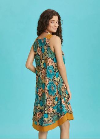 Önü Cepli Kolsuz Etnik Desenli Yazlık Elbise