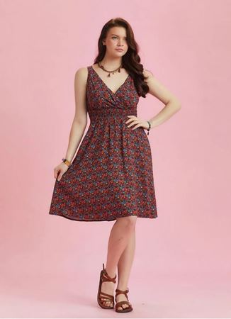 Bohem Tarz Kruvaze V Yaka Çiçek Desenli Elbise