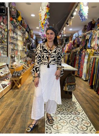 Keten Düz Renk Önü Kapaklı Alt