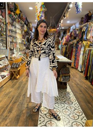 Keten Düz Renk Önü Kapaklı Alt