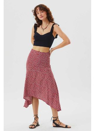 Kalp Yaka Fırfırlı Askılı Bohem Crop Bluz Siyah