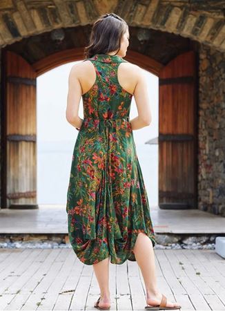 Yeşil Zambak Gömlek Yaka Viskon Elbise