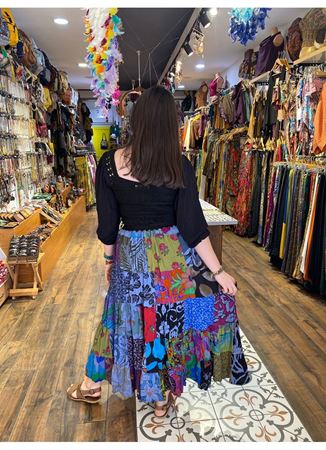 Patcwork Beli Lastikli Etek