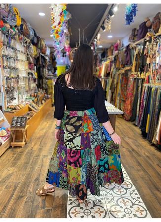 Patchwork Beli Lastikli Etek