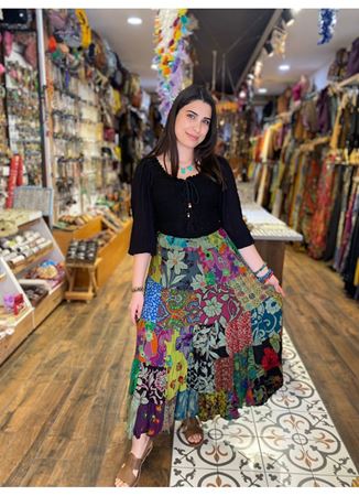 Patchwork Beli Lastikli Etek