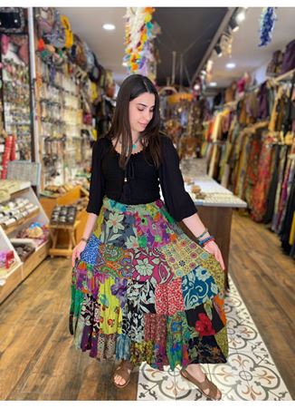 Patchwork Beli Lastikli Etek