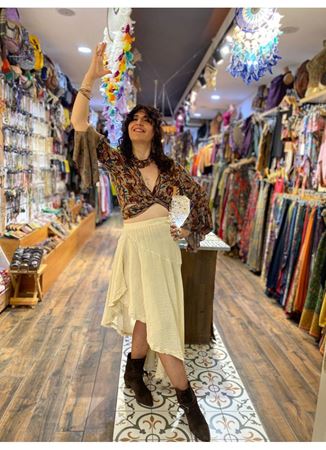 asimetrik pamuklu etek