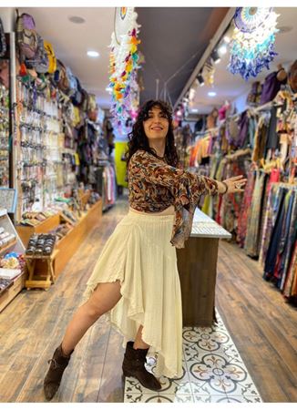 asimetrik pamuklu etek