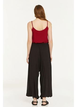 Cep Detaylı Dökümlü Şalvar Siyah