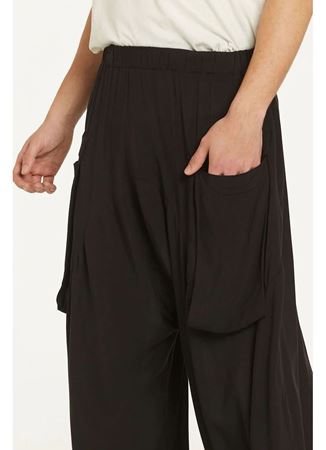 Cep Detaylı Dökümlü Şalvar Siyah