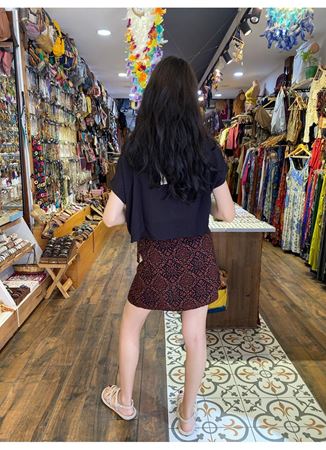 Bohem Stil Desenli Anvelop Mini Etek