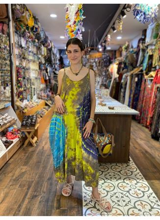 Batik Desen İp Askılı Elbise