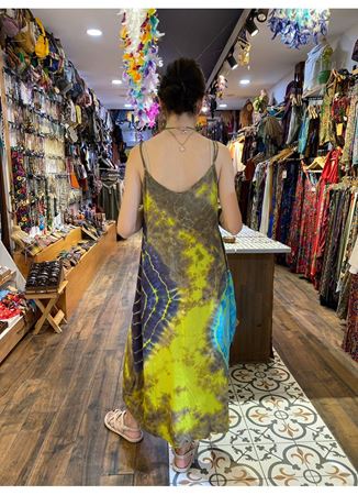 Batik Desen İp Askılı Elbise