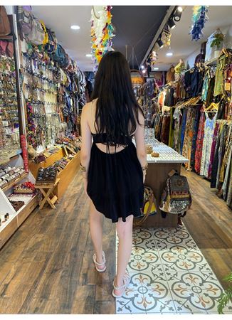 Boyundan Bağlamalı Kısa Elbise