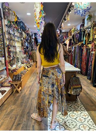  Etnik Desenli Desenli Bohem Çift Katlı Etek