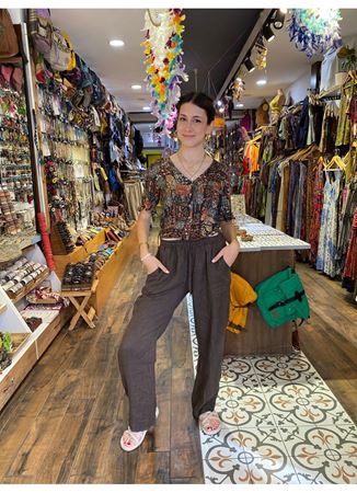 Kısa Kollu Desenli Bluz