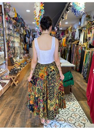 Patchwork Beli Lastikli Etek