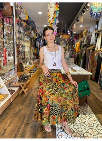 Patchwork Beli Lastikli Etek