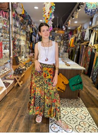 Patchwork Beli Lastikli Etek