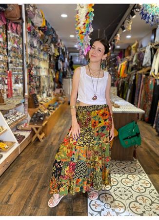 Patchwork Beli Lastikli Etek