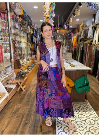 Patchwork Beli Lastikli Etek