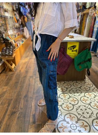 Mavi Yandan Cepli Nepal Pantolon