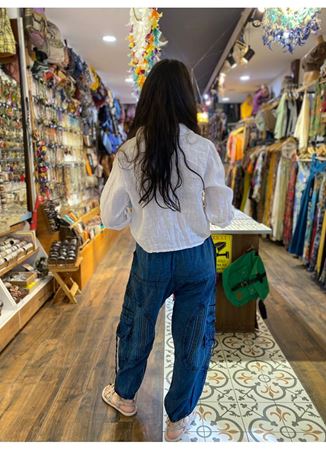 Mavi Yandan Cepli Nepal Pantolon