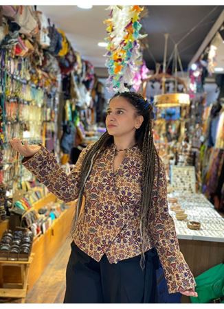 Çapraz Düğmeli Hakim Yaka Retro Kadın Ceket