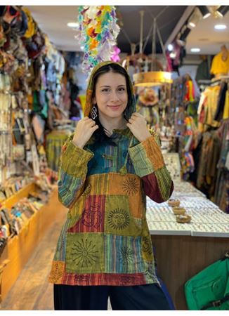 Nepal Kapüşonlu Önü Cepli Bluz 