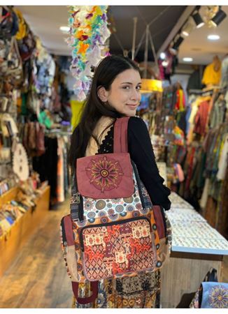 DOKUMA PAMUK ÇOK GÖZLÜ SIRT ÇANTASI