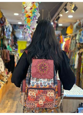 DOKUMA PAMUK ÇOK GÖZLÜ SIRT ÇANTASI