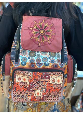 DOKUMA PAMUK ÇOK GÖZLÜ SIRT ÇANTASI