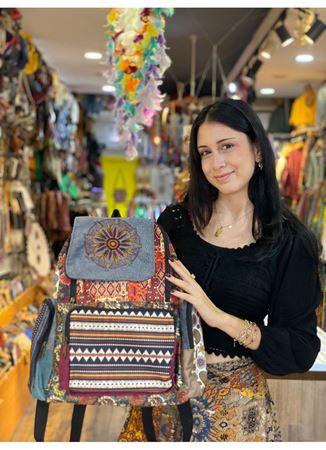 DOKUMA PAMUK ÇOK GÖZLÜ SIRT ÇANTASI