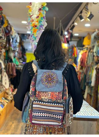 DOKUMA PAMUK ÇOK GÖZLÜ SIRT ÇANTASI