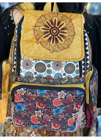 DOKUMA PAMUK ÇOK GÖZLÜ SIRT ÇANTASI