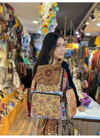 DOKUMA PAMUK ÇOK GÖZLÜ SIRT ÇANTASI