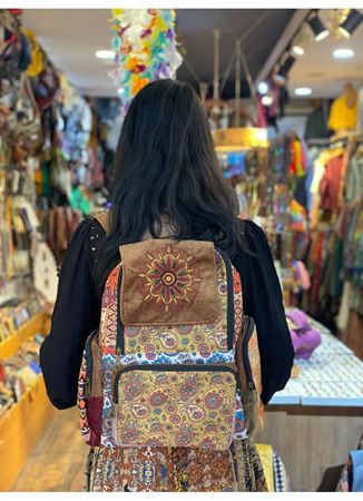 DOKUMA PAMUK ÇOK GÖZLÜ SIRT ÇANTASI