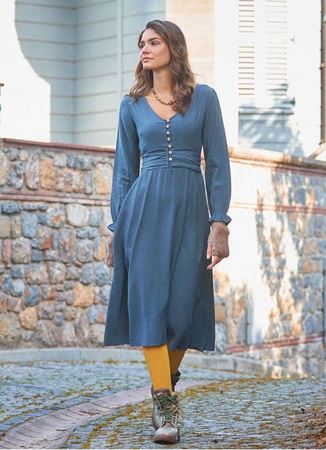 Bohem Tarz Uzun Kollu Gri Modal Elbise