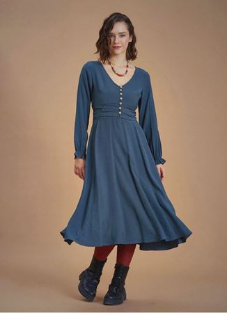 Bohem Tarz Uzun Kollu Gri Modal Elbise