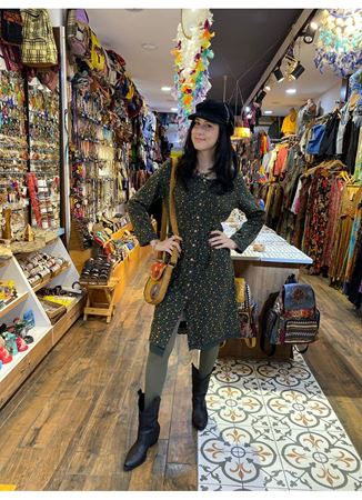 Dokuma Pamuk Çiçekli Elbise