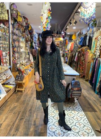 Dokuma Pamuk Çiçekli Elbise