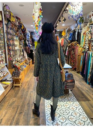 Dokuma Pamuk Çiçekli Elbise