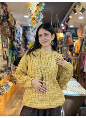 Sarı Dokuma Pamuk Kazak