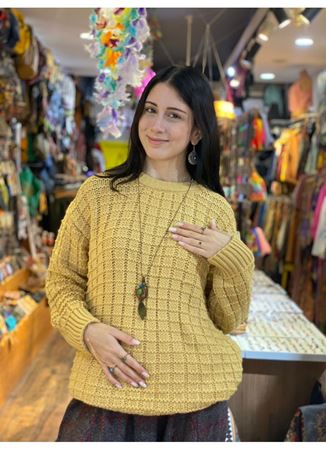 Sarı Dokuma Pamuk Kazak