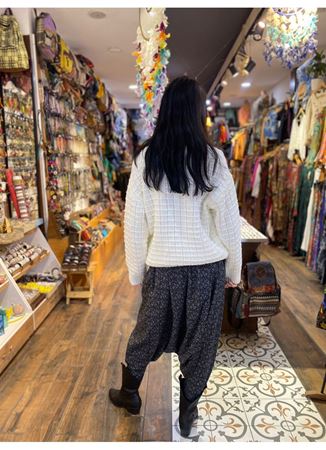 Beyaz Dokuma Pamuk Kazak