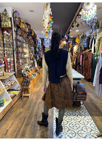 Cep Detaylı Asimetrik Kesim Bohem Yelek Siyah