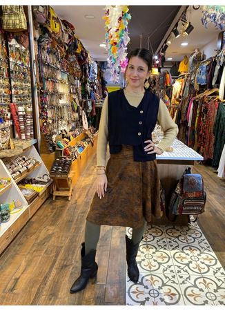 Cep Detaylı Asimetrik Kesim Bohem Yelek Siyah